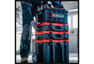 E-Case Gereedschapskist - Max. Laadvermogen: 90 kg - Universeel opbergen en transporteren van accessoires en gereedschap - Stapelbaar - Koppelbaar von Einhell, Rot – Produktbild 5 von 5