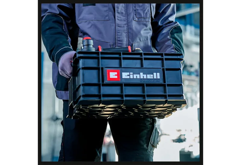 E-Case Gereedschapskist - Max. Laadvermogen: 90 kg - Universeel opbergen en transporteren van accessoires en gereedschap - Stapelbaar - Koppelbaar von Einhell, Rot – Produktbild 3 von 5