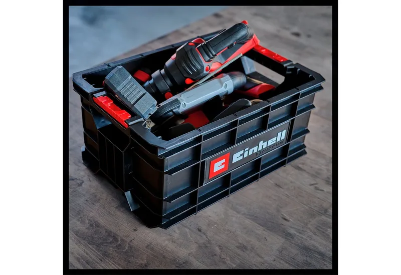 E-Case Gereedschapskist - Max. Laadvermogen: 90 kg - Universeel opbergen en transporteren van accessoires en gereedschap - Stapelbaar - Koppelbaar von Einhell, Rot – Produktbild 2 von 5