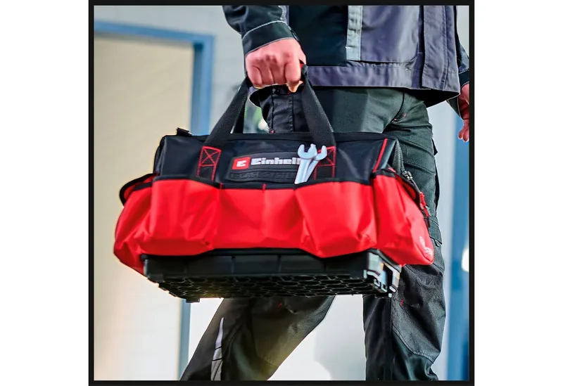 Werkzeugbox Systemkoffer E-Case Tasche, zur Aufbewahrung/Transport von Maschinen & Werkzeug von Einhell, Rot – Produktbild 3 von 5