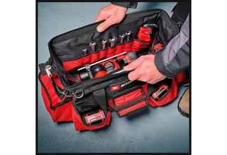 Werkzeugbox Systemkoffer E-Case Tasche, zur Aufbewahrung/Transport von Maschinen & Werkzeug von Einhell, Rot – Produktbild 2 von 5