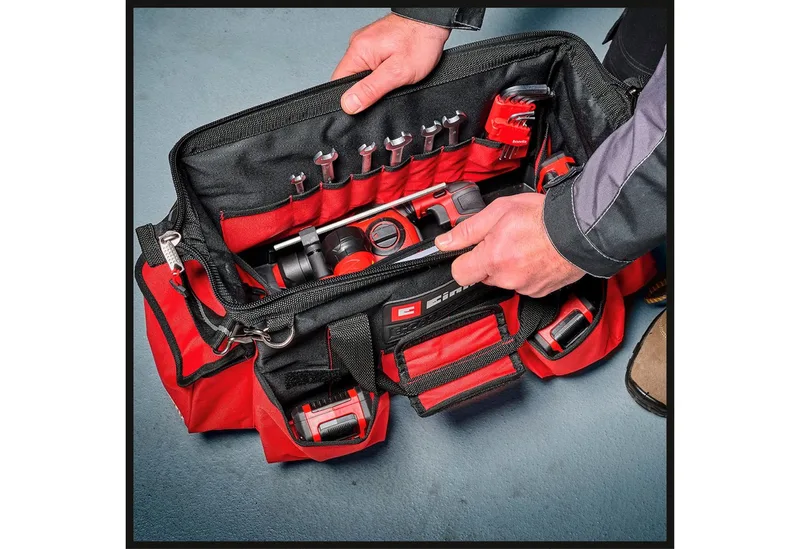 Werkzeugbox Systemkoffer E-Case Tasche, zur Aufbewahrung/Transport von Maschinen & Werkzeug von Einhell, Rot – Produktbild 2 von 5