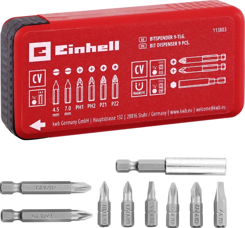 Einhell 113803 Bit-Set 9teilig Schlitz, PH, PZ by Einhell – product image
