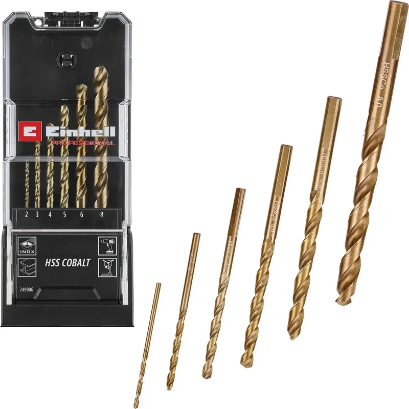 Einhell 249006 HSS-Co Metall-Spiralbohrer-Set 2 mm, 3 mm, 4 mm, 5 mm, 6 mm, 8 mm 1 Set by Einhell – product image