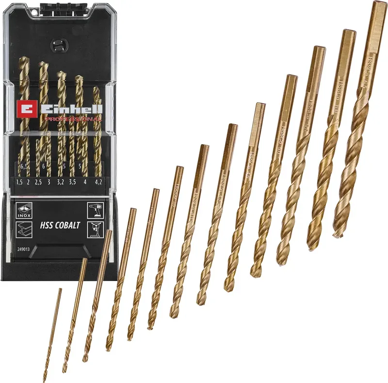 Einhell 249013 HSS-Co Metall-Spiralbohrer-Set 1.5 mm, 2 mm, 2.5 mm, 3 mm, 3.2 mm, 3.5 mm, 4 mm, 4.5 mm, 4.8 mm, 5 mm, 5.5 mm, 6 mm, 6.5 mm 1 Set by Einhell – product image