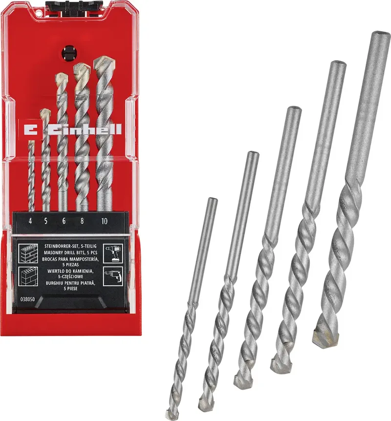 Einhell 38050 Kohlenstoffstahl Stein-Spiralbohrer-Set 5teilig 4 mm, 5 mm, 6 mm, 8 mm, 10 mm 1 Set by Einhell – product image