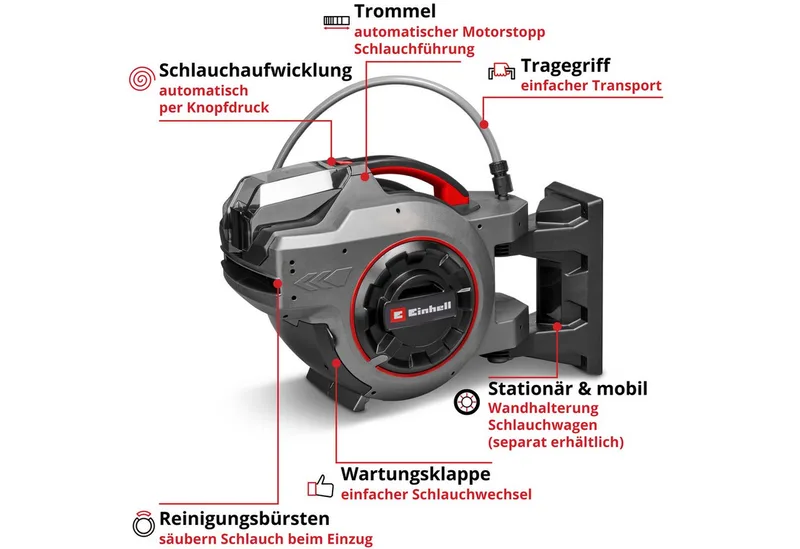 Einhell 4173774 GE-HR 18/30-1 WH Li-Solo Schlauchtrommel 555 mm 1 St. Silber von Einhell – Produktbild 4 von 5