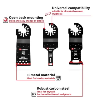 Einhell 708103 Multit.-Set Holz/Metal 3tlg SB Multitool toebehorenset HCS, BiM 1 stuk(s) by Einhell – product image 2 of 2