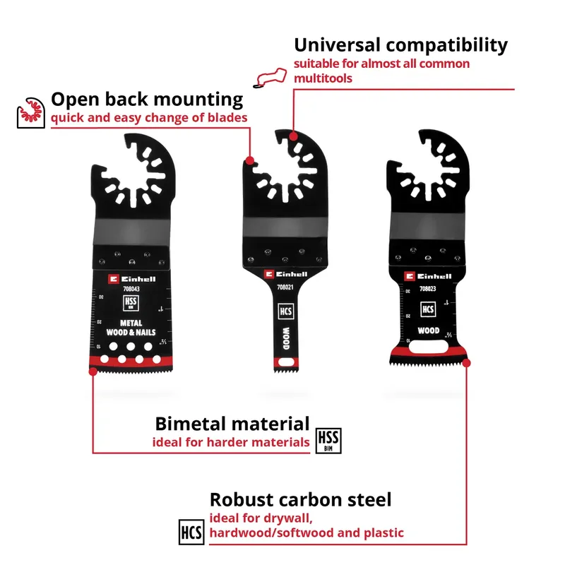 Einhell 708103 Multit.-Set Holz/Metal 3tlg SB Multitool toebehorenset HCS, BiM 1 stuk(s) by Einhell – product image 2 of 2