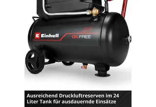 Elektrische Compressor TC-AC 190/24/8 I OF - 1500 W - 8 bar - 24 L tank - Aanzuigcapaciteit: 190 l/min - Olievrij de Einhell, Rouge – image du produit 2 sur 5