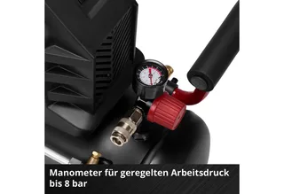 Elektrische Compressor TC-AC 190/24/8 I OF - 1500 W - 8 bar - 24 L tank - Aanzuigcapaciteit: 190 l/min - Olievrij de Einhell, Rouge – image du produit 4 sur 5
