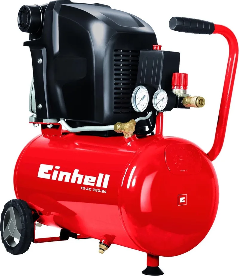 Elektrische Compressor TE-AC 230/24/8 - 1500 W - 8 bar - 24 L tank - Aanzuigcapaciteit: 230 l/min - Oliegesmeerd van Einhell, Rood – productafbeelding
