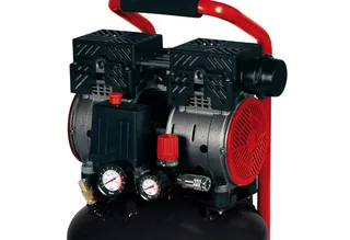 Elektrische Compressor TE-AC 24 Silent - 750 W - 8 bar - 24 L tank - Aanzuigcapaciteit: 135 l/min - 57 dB (Stiller dan normale compressoren) - Olievrij van Einhell, Rood – productafbeelding 4 van 5