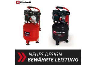Elektrische Compressor TE-AC 24 Silent - 750 W - 8 bar - 24 L tank - Aanzuigcapaciteit: 135 l/min - 57 dB (Stiller dan normale compressoren) - Olievrij van Einhell, Rood – productafbeelding 2 van 5