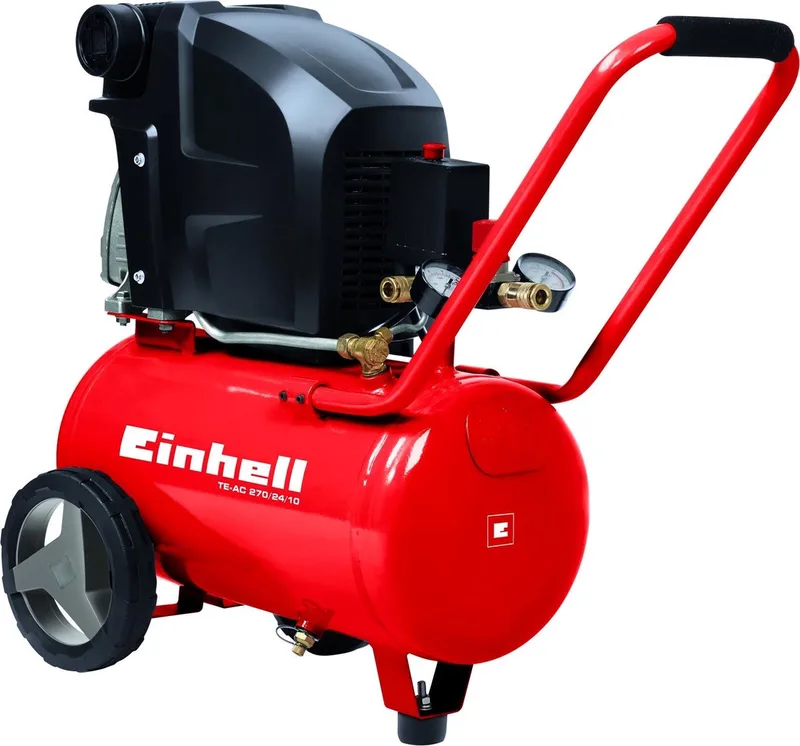Elektrische Compressor TE-AC 270/24/10 - 1800 W - 10 bar - 24 L tank - Aanzuigcapaciteit: 270 l/min - Oliegesmeerd by Einhell, Red – product image