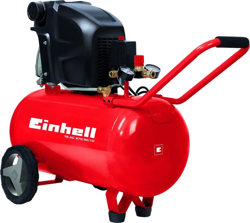 Elektrische Compressor TE-AC 270/50/10 - 1800 W - 10 bar - 50 L tank - Aanzuigcapaciteit: 270 l/min - Oliegesmeerd van Einhell, Rood – productafbeelding