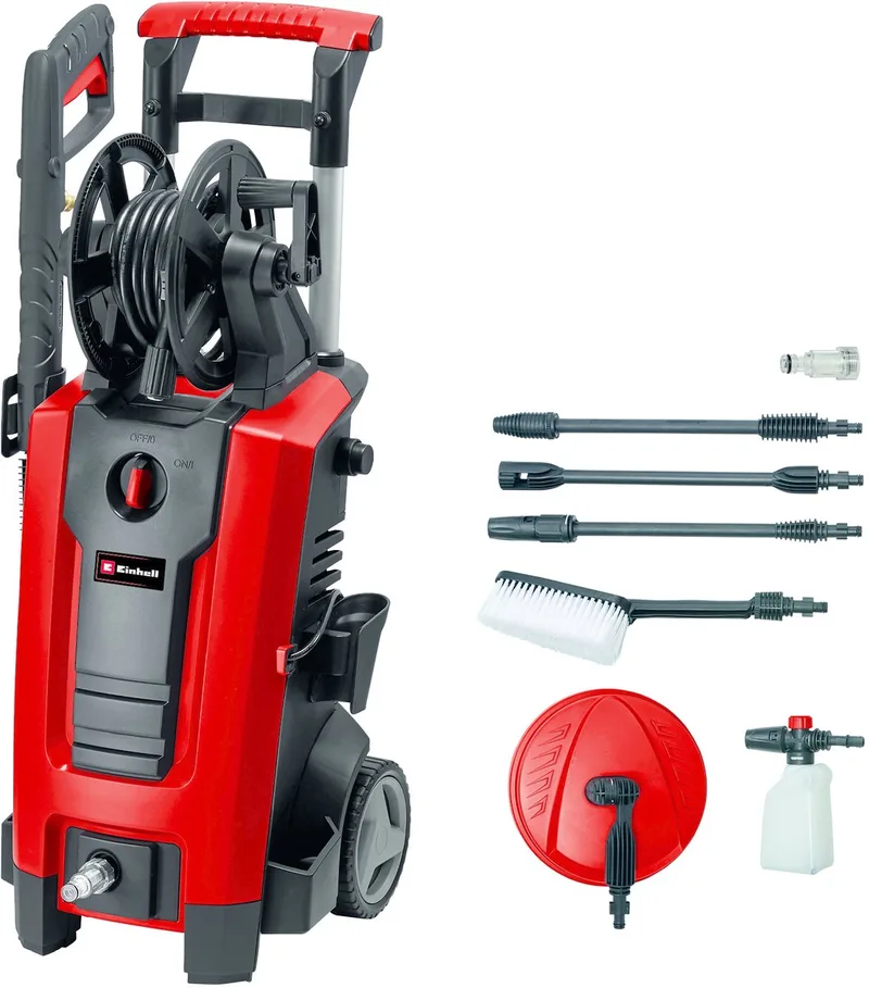 Elektrische Hogedrukreiniger TC-HP 140 - 1900 W - Max. 140 bar - 420 l/u - Incl. 5m hogedrukslang, pistool, lans, diverse sproeiers, borstel, schuimsproeier en terrasreiniger von Einhell – Produktbild