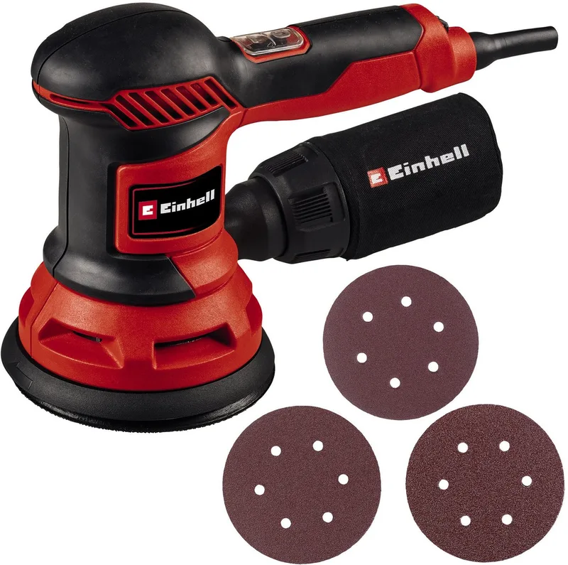 Exzenterschleifer TC-RS 425 E, 26000 U/min, (Set, 5 tlg), zum Abschleifen gerader und ungerader Flächen von Einhell, Rot, Schwarz – Produktbild 1 von 5