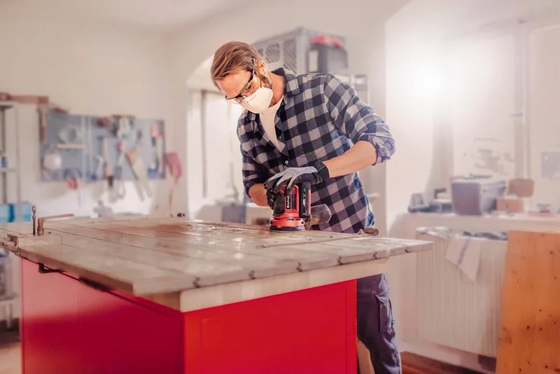 Exzenterschleifer TE-RS 18 Li - Solo, Power X-Change, ohne Akku und Ladegerät von Einhell, Rot, Schwarz – Produktbild 2 von 5