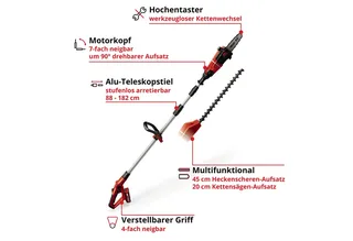 Garten-Multifunktionsgerät GE-HC 18 Li T Kit, mit Akku und Ladegerät by Einhell, Red – product image 3 of 5
