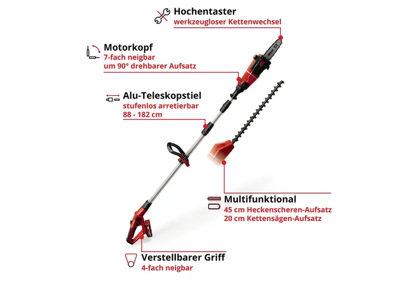 Garten-Multifunktionsgerät GE-HC 18 Li T Kit, mit Akku und Ladegerät by Einhell, Red – product image 3 of 5
