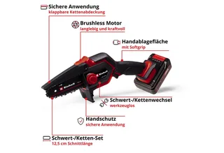 GE-PS 18/15 Li BL Kit Akku-Astkettensäge Accu-kettingzaag Accu 18 V Lengte mes 158 mm Incl. accu, Incl. oplader de Einhell – image du produit 4 sur 5