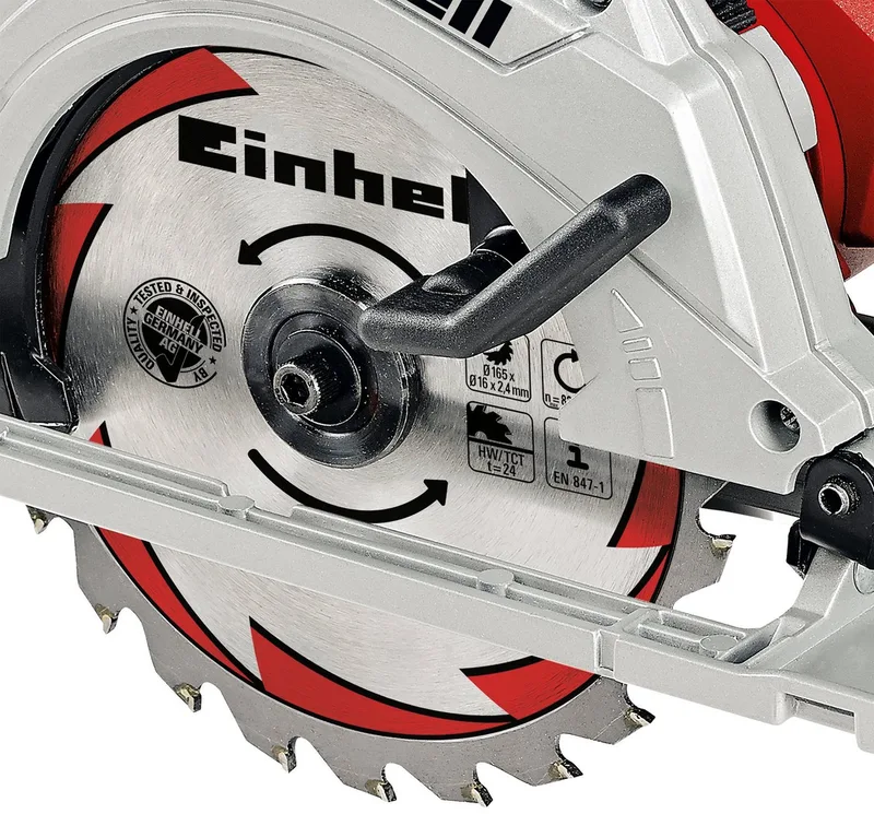 Handkreissäge TE-CS 165, 165 mm, 1200 W, 5500 U/min, mit Sägeschuh by Einhell, Red, Black, Silver – product image 2 of 4