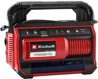 Hybride Compressor PRESSITO 18/25 Hybrid Solo - Power X-Change - 18 V/Li-ion - Aanzuigcapaciteit: max. 360 l/min - Max. werkdruk hogedrukpomp: 11 bar - Incl. 3-delige adapterset - Excl. accu en lader van Einhell – productafbeelding 1 van 5