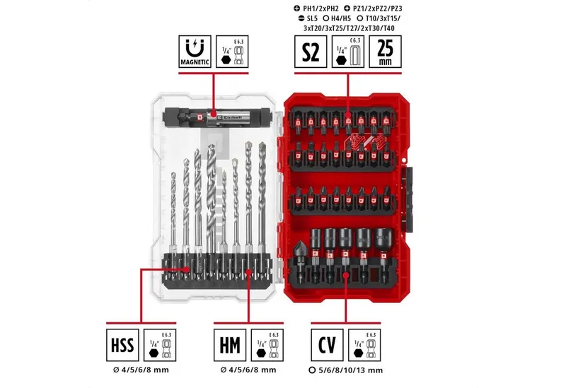 Impact-Bit-Set mit Metall- und Universalbohrern in M-CASE, 39-teilig, Bohrer- & Bit-Satz von Einhell – Produktbild 2 von 5
