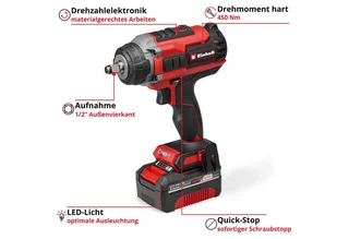 IMPAXXO 18/450 4510074 Akku-Schlagschrauber 450 Nm 18 V Anzahl mitgelieferte Akkus 1 4 Ah Li-Ion bürstenlos, inkl. Akku, inkl. Ladegerät de Einhell – image du produit 4 sur 5