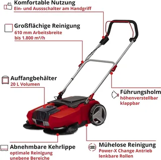 Kehrmaschine Einhell Akku Kehrmaschine TE-SW 18/610 Li + Akku 2.5 Ah / Ladegerät von Einhell – Produktbild 4 von 5