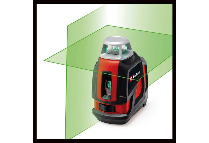 Kruislijnlaser TE-LL 360 G - Werkbereik 40 m - 360° - Groene laser - Horizontaal & verticaal - Nivelleringsbereik 4 ° - Incl. in hoogte verstelbare wandhouder - Incl. praktische opbergtas von Einhell, Rot – Produktbild 4 von 5