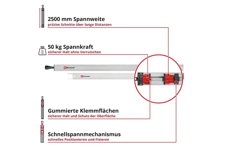 Lochsäge, Einhell Universal-Sägeschiene, 2-tlg. (max. Spannweite 2500 mm, Spannk de Einhell – image du produit 2 sur 5