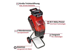 Messerhäcksler REDAXXO 36/25, 2,5 cm max. Astdurchmesser, ohne Akku und Ladegerät de Einhell – image du produit 4 sur 5