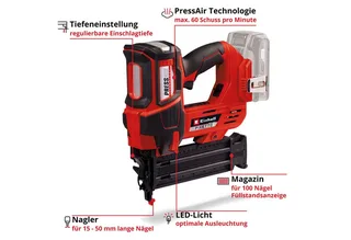 Nagler FIXETTO 18/50 N, ohne Akku und Ladegerät van Einhell, Rood – productafbeelding 3 van 5
