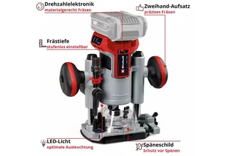 Oberfräse Einhell Akku-Oberfräse TP-RO 18 Set Li BL + 2,5 Ah Akku Starterkit, (Set) by Einhell, Red, Black, Silver – product image 4 of 5