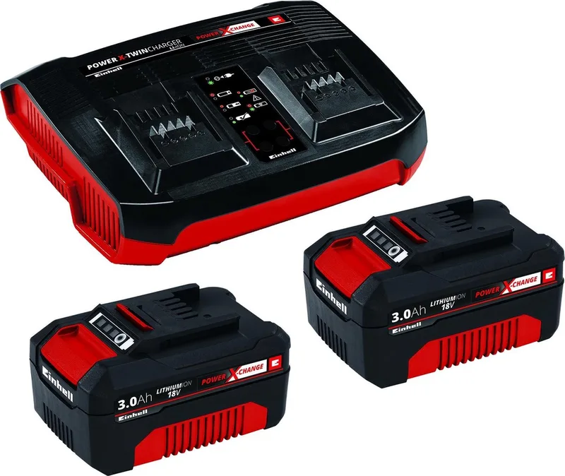 Power X-Change 2x 3Ah & Twincharger Kit 4512083 Accu en acculader voor gereedschap 18 V 3 Ah Li-ion by Einhell – product image