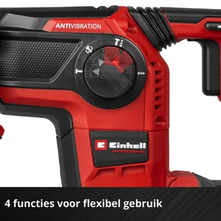 Professional Accu Boorhamer TP-HD 18/28 Li BL+4 Kit - Power X-Change - 18 V/Li-ion - 3 J - Pneumatisch slagwerk - SDS plus - 4-functies - Incl. 3.0 Ah accu, lader, E-box en 4 beitels de Einhell – image du produit 7 sur 8