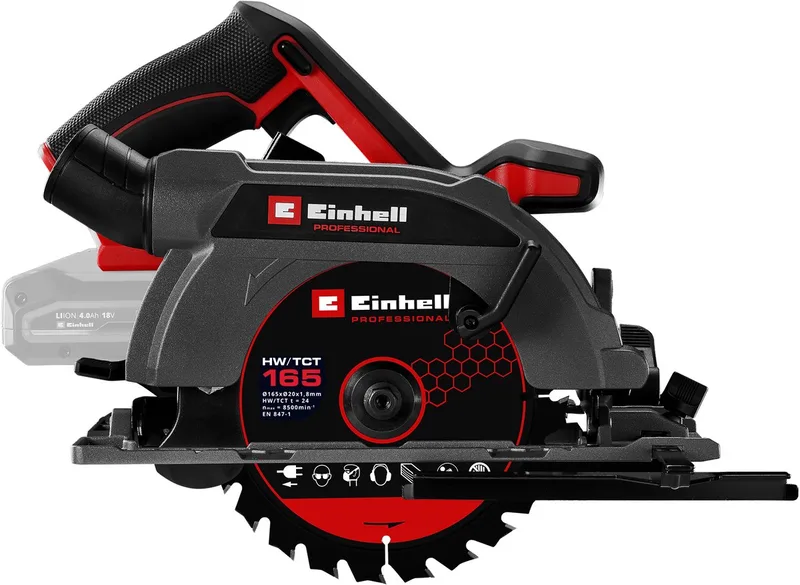 Professional Accu Cirkelzaag TP-CS 18/165 Li BL Solo - Power X-Change - 18 V/Li-ion - 5.000 t/min - Ø165x20 mm/24 T - Max. Zaagdiepte: 90°/45°: 59/44 mm - Excl. accu en lader van Einhell – productafbeelding 1 van 6