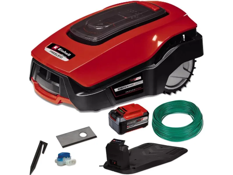 Rasenmähroboter FREELEXO 1200 LCD BT, bis 1200 m² Rasenfläche, (6-St) de Einhell, Rouge, Noir – image du produit 1 sur 5