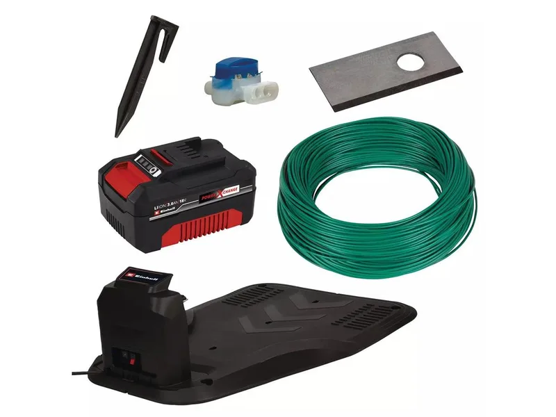 Rasenmähroboter FREELEXO 550 Kit, bis 550 m² Rasenfläche, (Set), inkl. Akku und Ladestation, bis zu 35% Steigung, mit Begrenzungsdraht von Einhell, Rot, Schwarz, Silber – Produktbild 3 von 5