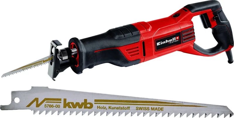 Reciprozaag TE-AP 950 E - 950 W - Slaghoogte: 28 mm - Onbelast toerental: 0- 2.800 t/min - Max. zaagdiepte hout/metaal: 200/20 mm - Incl. 1x zaagblad hout fra Einhell – produktbillede