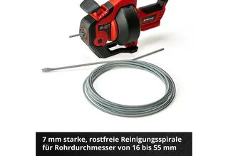 Rohrreinigungsspirale Rohrreiniger TE-DA 18/760 Li 18V, 7,6 m Spirale Akku 2,5 Ah, Ladegerät van Einhell – productafbeelding 5 van 5