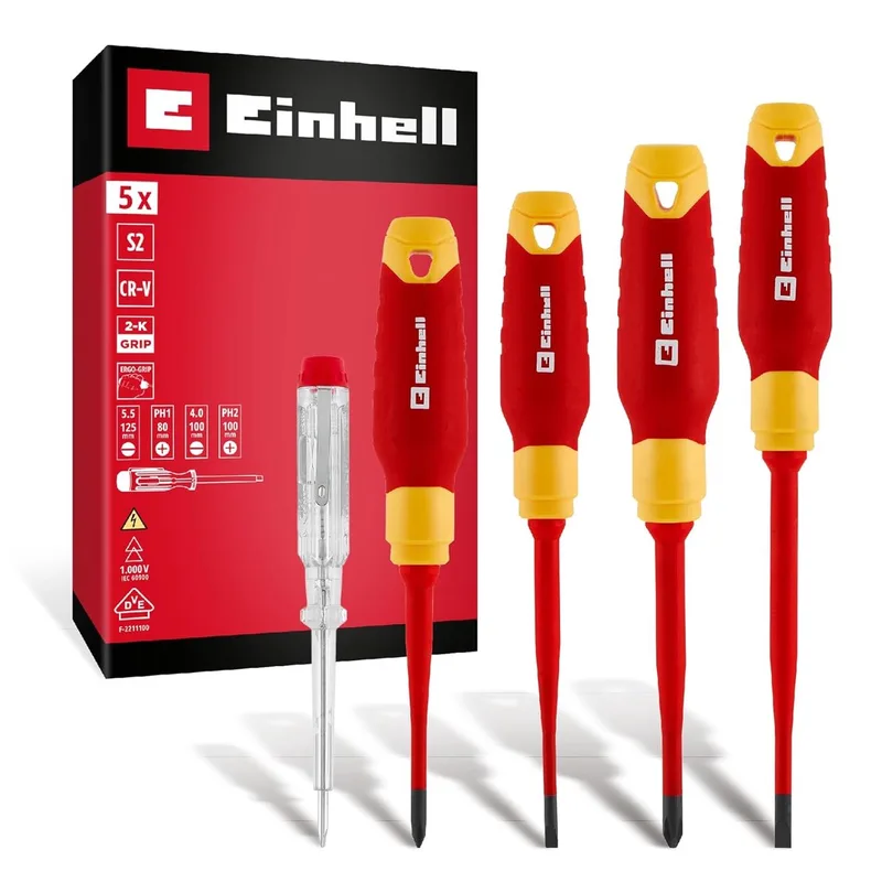 Schroevendraaierset VDE Grootte SL 4.0, SL 5.5, PH 1, PH 2 de Einhell – image du produit