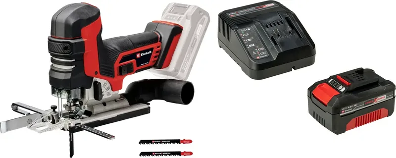 Set bestehend aus Einhell Akku-Stichsäge TP-JST 18/135 Li BL und Einhell Power X-Change Start-Kit 18V 4Ah van Einhell – productafbeelding