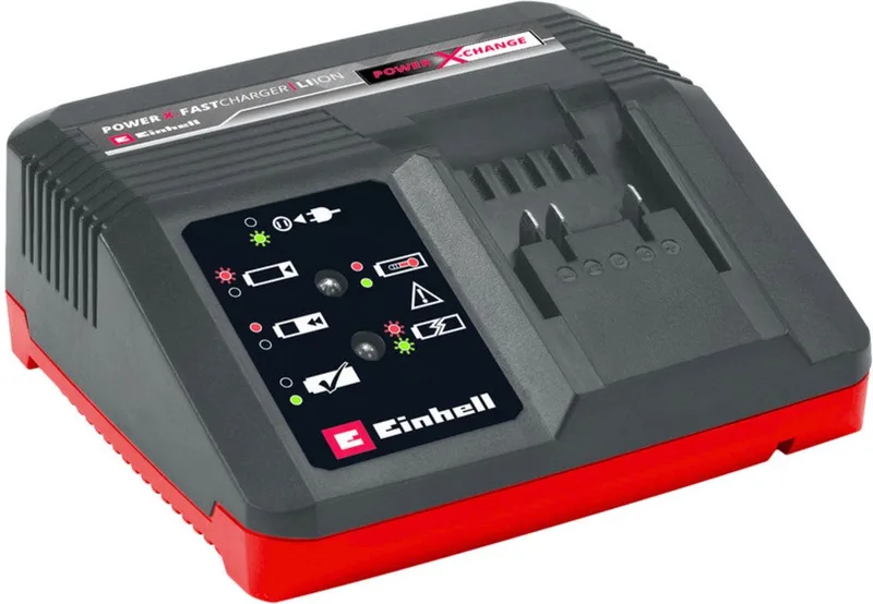 Snellader - Power X-Change - 18 V - Laadstroom: 4A - Geïntegreerde wandhouder - Geschikt voor alle Power X-Change Accu's van Einhell – productafbeelding