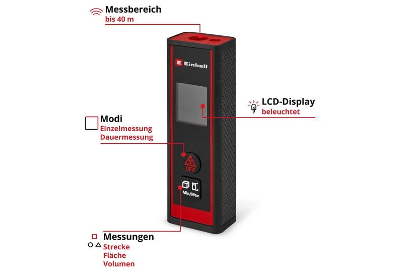 TC-LD 40 R Laser-Entfernungsmesser 40 m van Einhell – productafbeelding 2 van 5