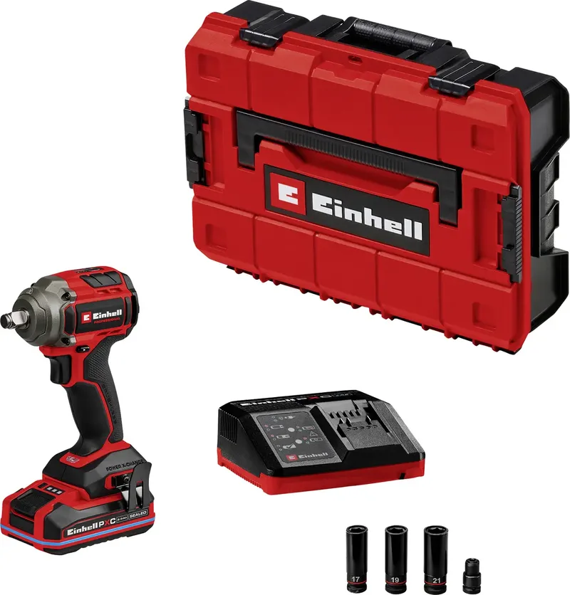 Professional TP-CW 18/350-C BL 4510058 Clé à chocs sans fil 350 Nm 18 V Nombre d’accus fournis 1 3 Ah Li-Ion + 2 batteries, + chargeur de Einhell – image du produit