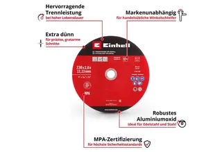 Trennscheiben Original Einhell 3-tlg. Dünntrennscheiben-Set für Metall, Ø 230 mm (2, (3-tlg), Original Einhell 3-tlg. Dünntrennscheiben-Set für Metall, Ø 230 mm (2 von Einhell – Produktbild 2 von 4