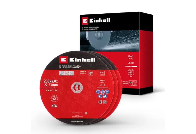 Trennscheiben Original Einhell 3-tlg. Dünntrennscheiben-Set für Metall, Ø 230 mm (2, (3-tlg), Original Einhell 3-tlg. Dünntrennscheiben-Set für Metall, Ø 230 mm (2 von Einhell – Produktbild 1 von 4
